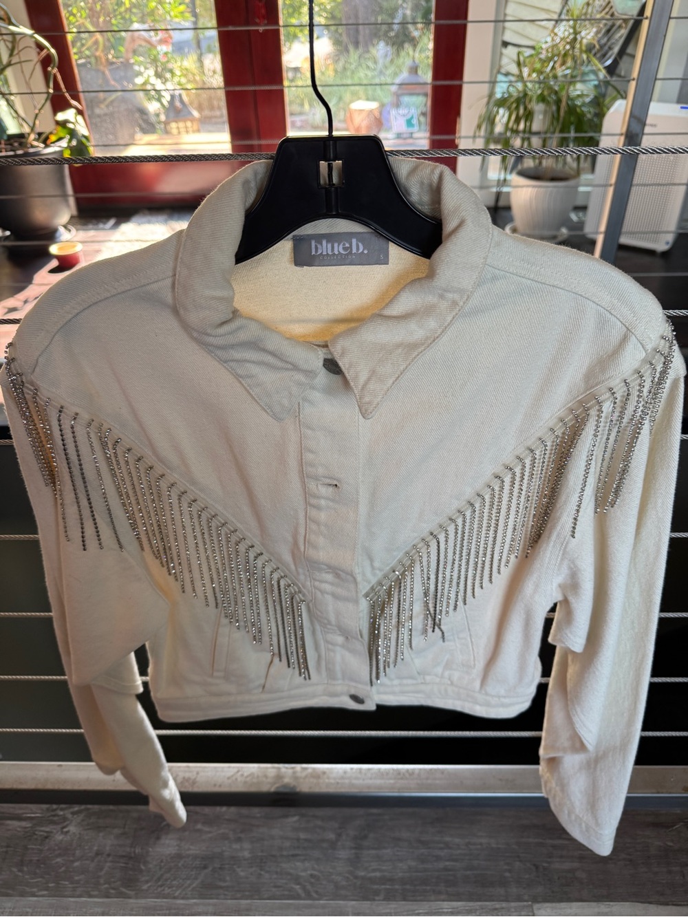 Ivory Fringe-Embellished Women's Jacket